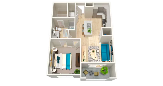 A2 742sf 1/1 2035 floor plan
